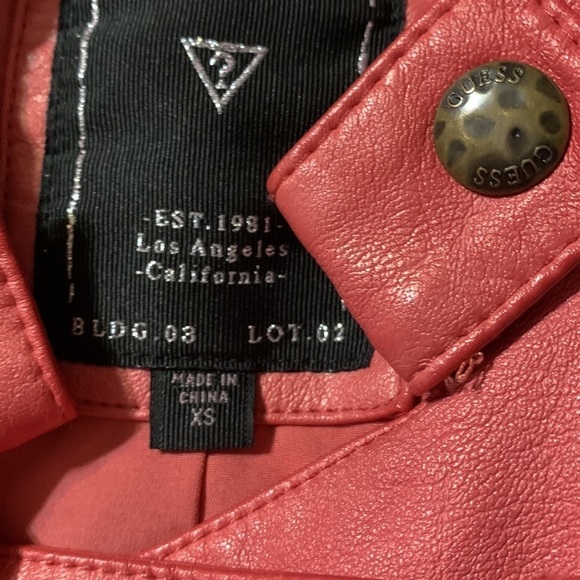 GUESS pink crop faux leather jacket XS - Picture 4 of 11